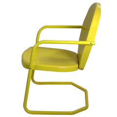 34-Inch Outdoor Retro Tulip Steel Armchair  Yellow