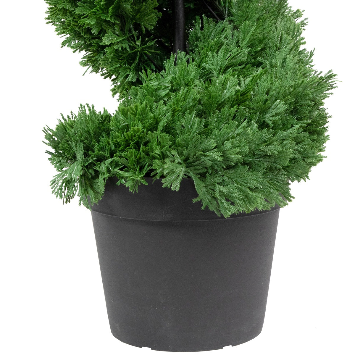  Northlight Real Touch™ Artificial Cedar Spiral Topiary Tree in Black Pot  Unlit - 5' - 5' - Bonton