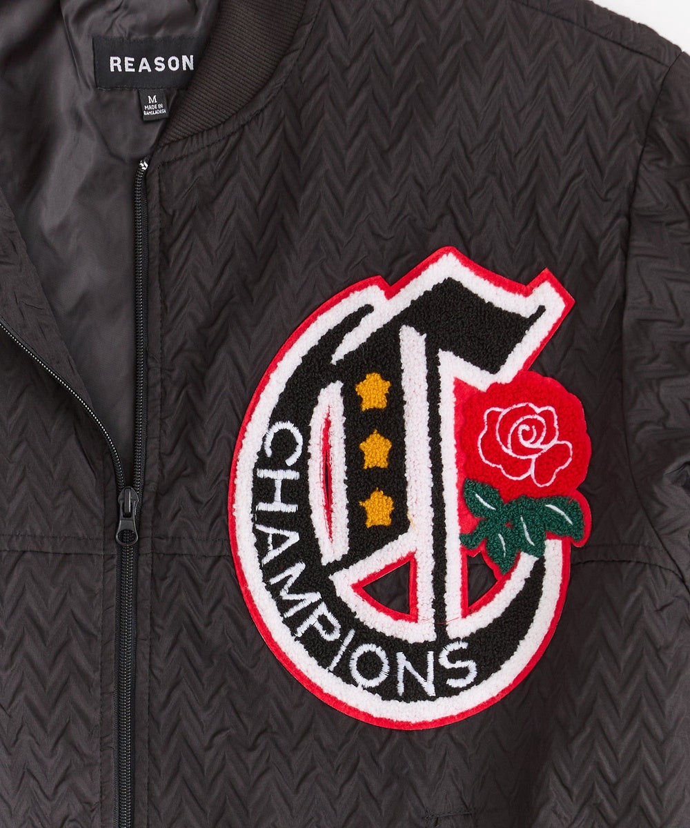  Reason Clothing Coaches Chenille Patched Champions Jacket - Black - BLACK - Bonton