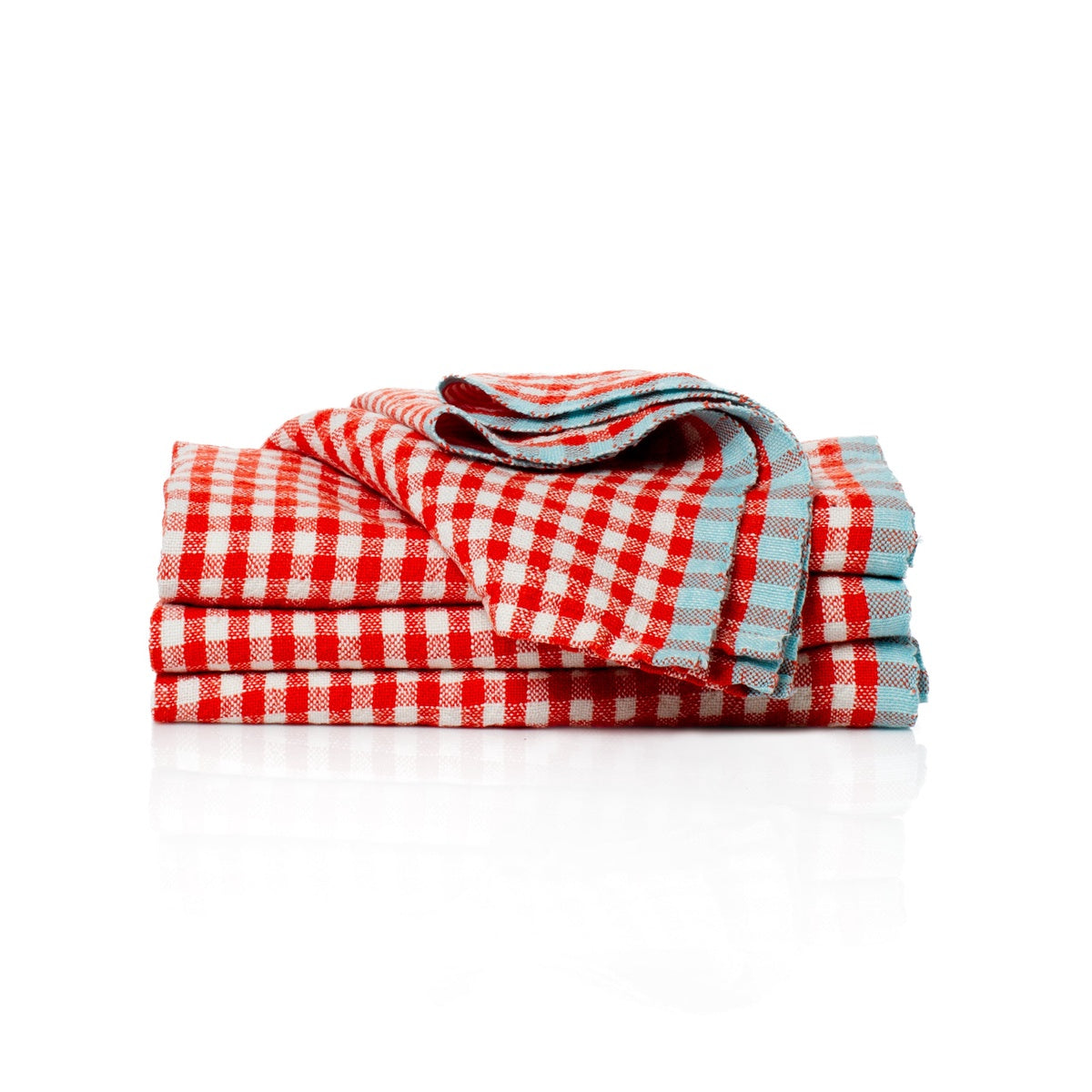  Caravan Two-Tone Gingham Napkins, Set of 4 - Natural & Dijon - Bonton