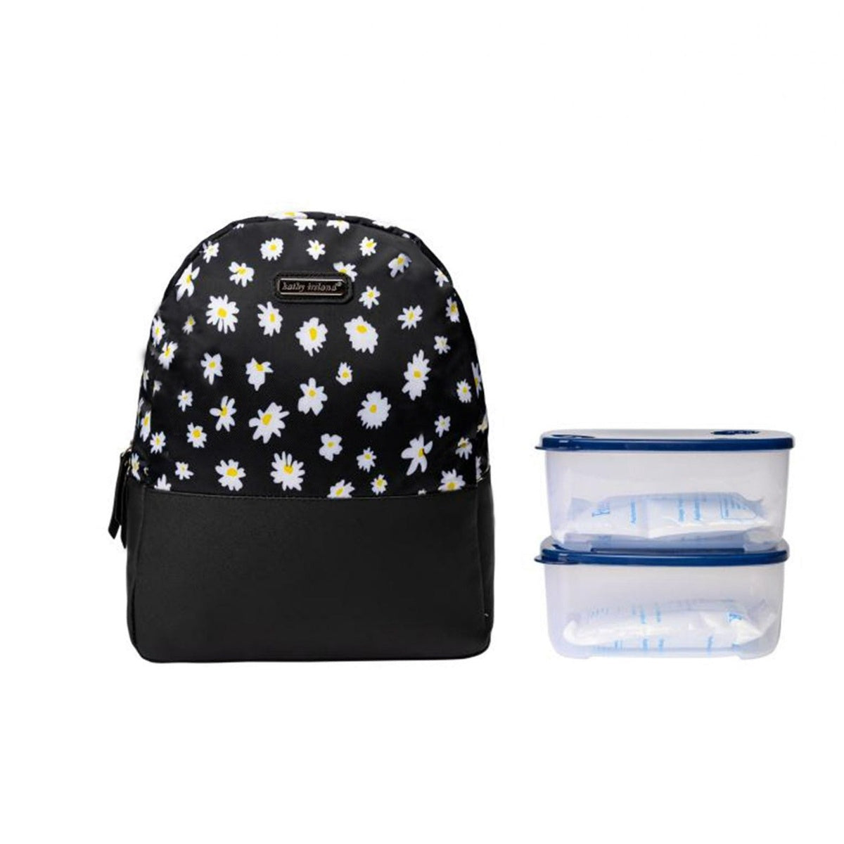  Kathy Ireland Kathy Ireland Daisy Mini Backpack Lunch Tote - Black Yellow & White Daisies - Bonton