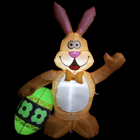 Inflatable LED Lighted Easter Bunny With Egg Outdoor Decoration - 4'