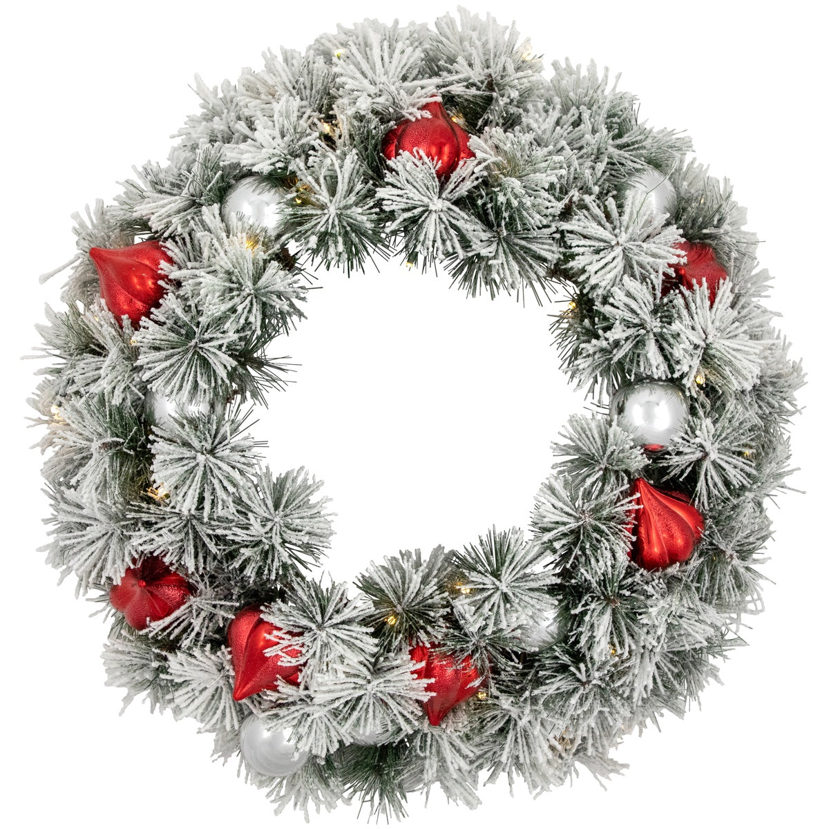  Northlight Pre-Lit Battery Operated Snowy Bristle Pine Christmas Wreath - 24