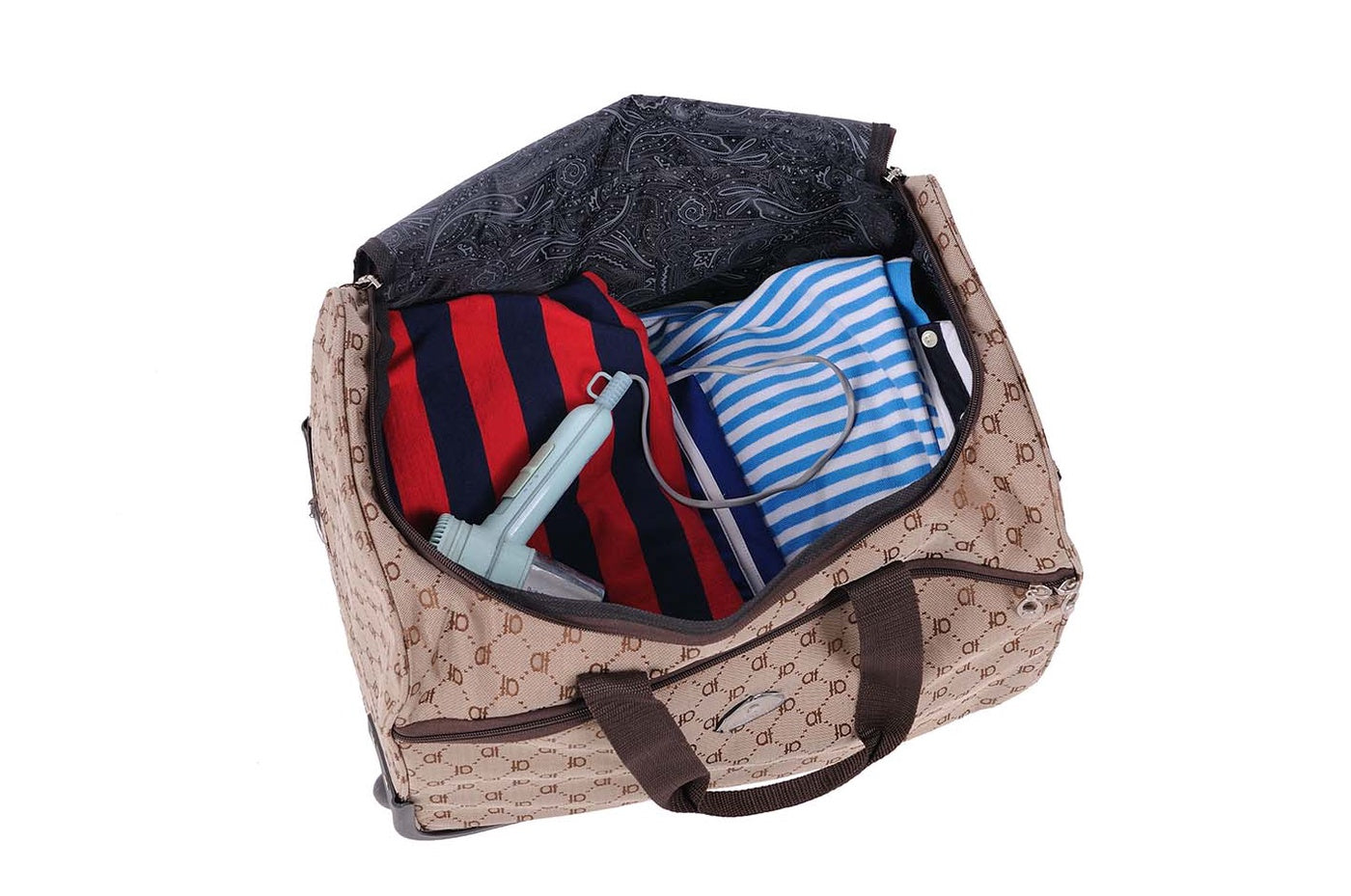  American Flyer American Flyer Signature Wheeled Duffel - Chocolate Gold - Bonton
