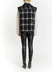 Plaid Hunter Vest with Frayed Sleeves