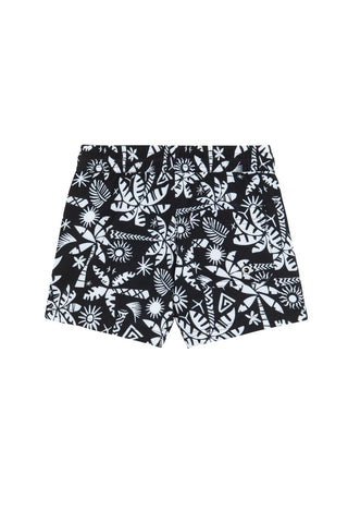 Boys 2 Match Drawstring Swim Shorts-Blk/Wh