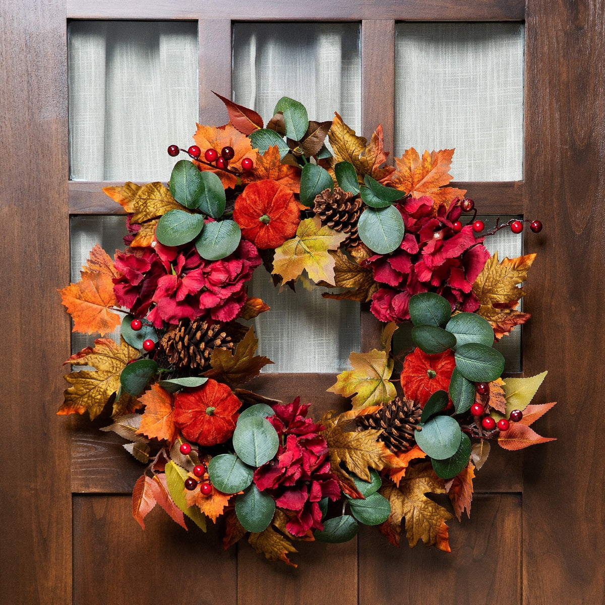  Northlight Fall Harvest Artificial Floral and Pinecone Wreath - 22