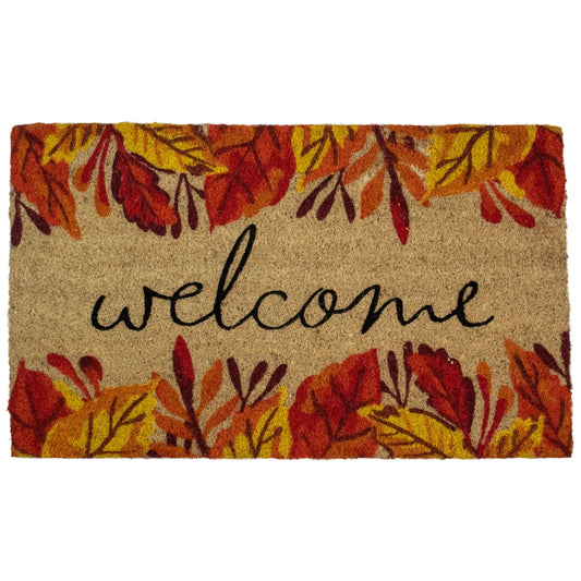 Leafy Fall Harvest Rectangular "Welcome" Doormat 18" X 30"