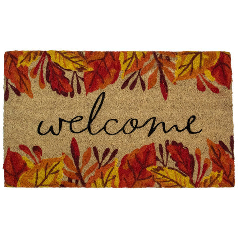 Leafy Fall Harvest Rectangular "Welcome" Doormat 18" X 30"