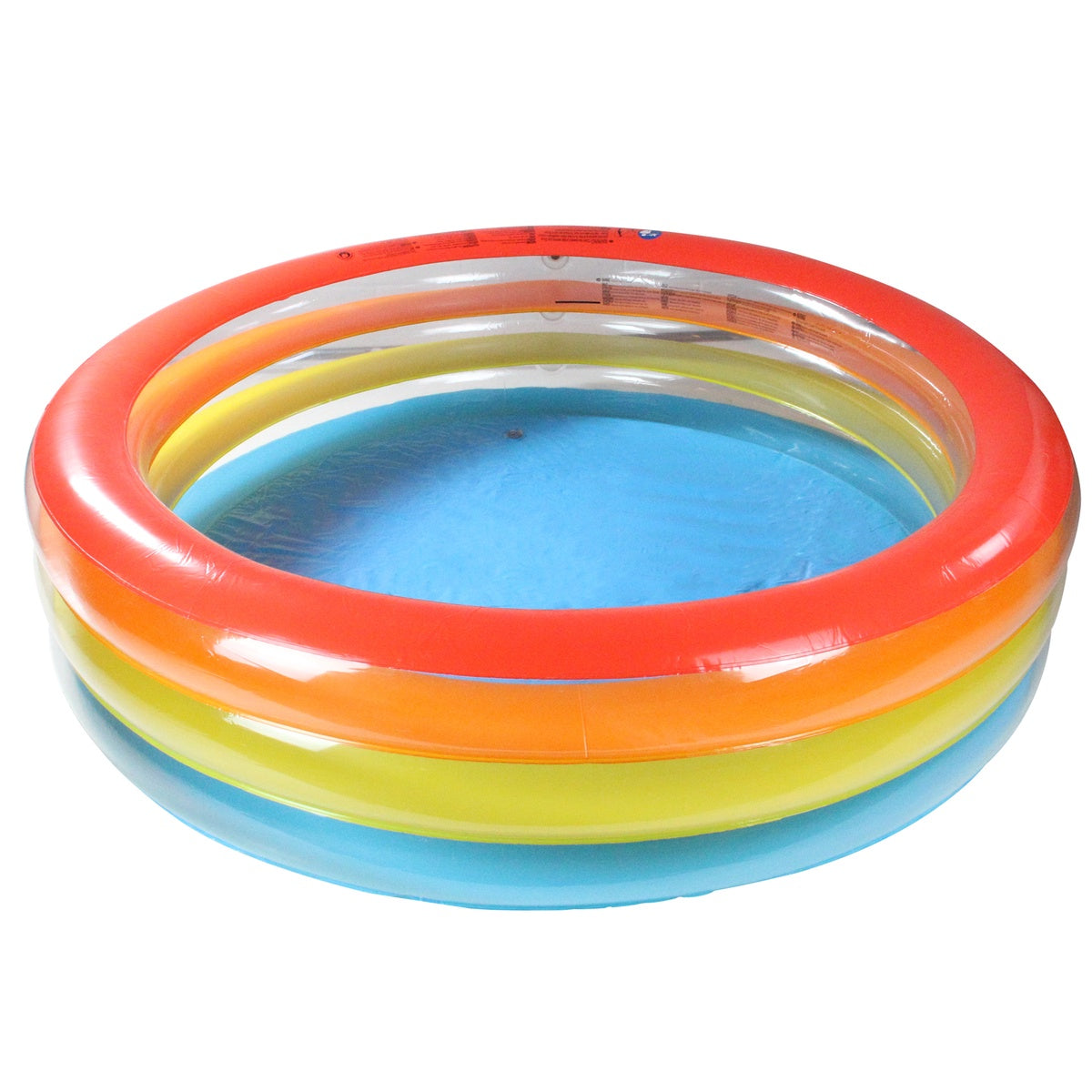  Pool Central 6.5' Inflatable Multi Color 3 Ring Transparent Swimming Pool - Default Title - Bonton