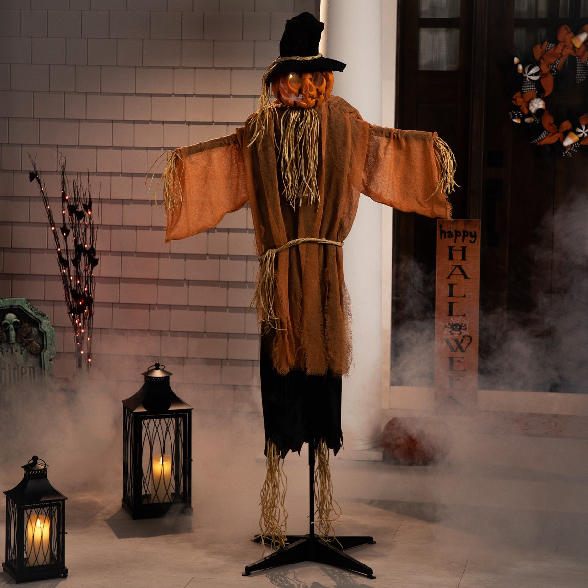  Northlight Animated Jack-O'-Lantern Scarecrow Halloween Decoration - 6' - Default Title - Bonton