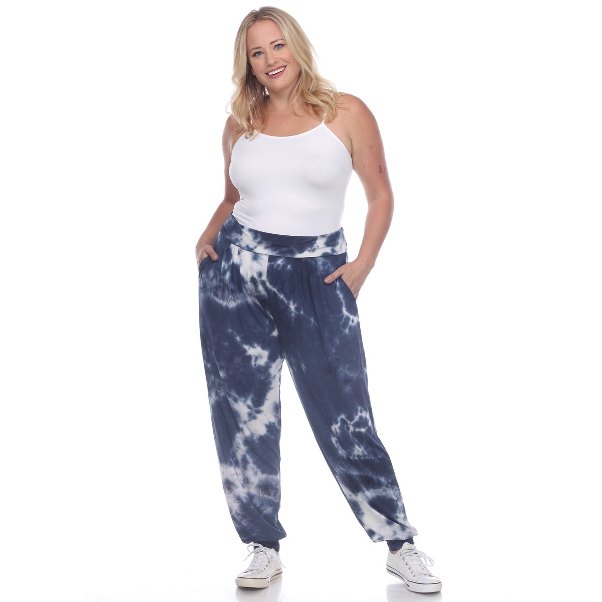  White Mark Plus Size Tie Dye Harem Pants - 1x - Bonton