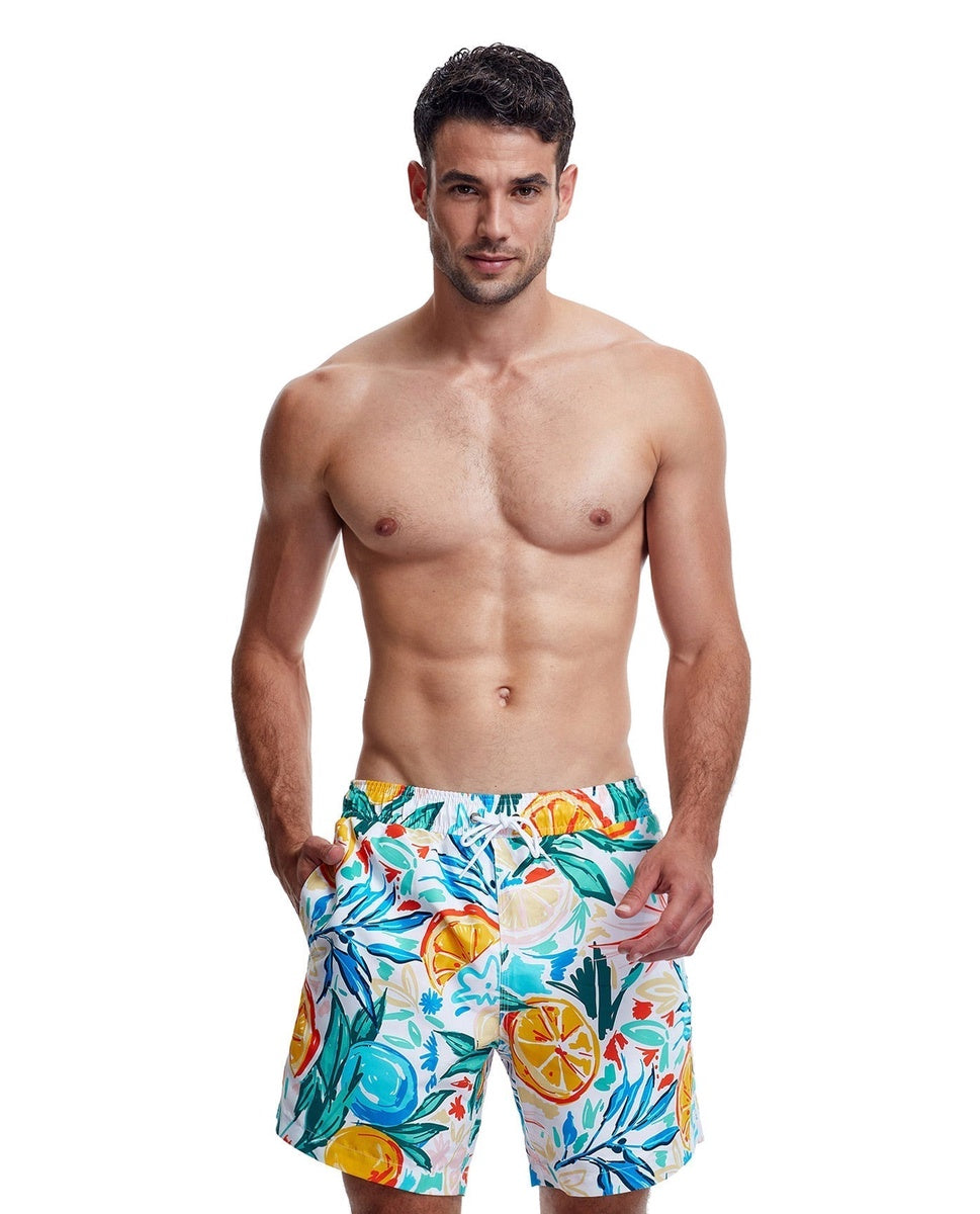  Gottex Men 7-Inch Swim Trunks - GOTTEX MEN TROPICAL WHITE - Bonton