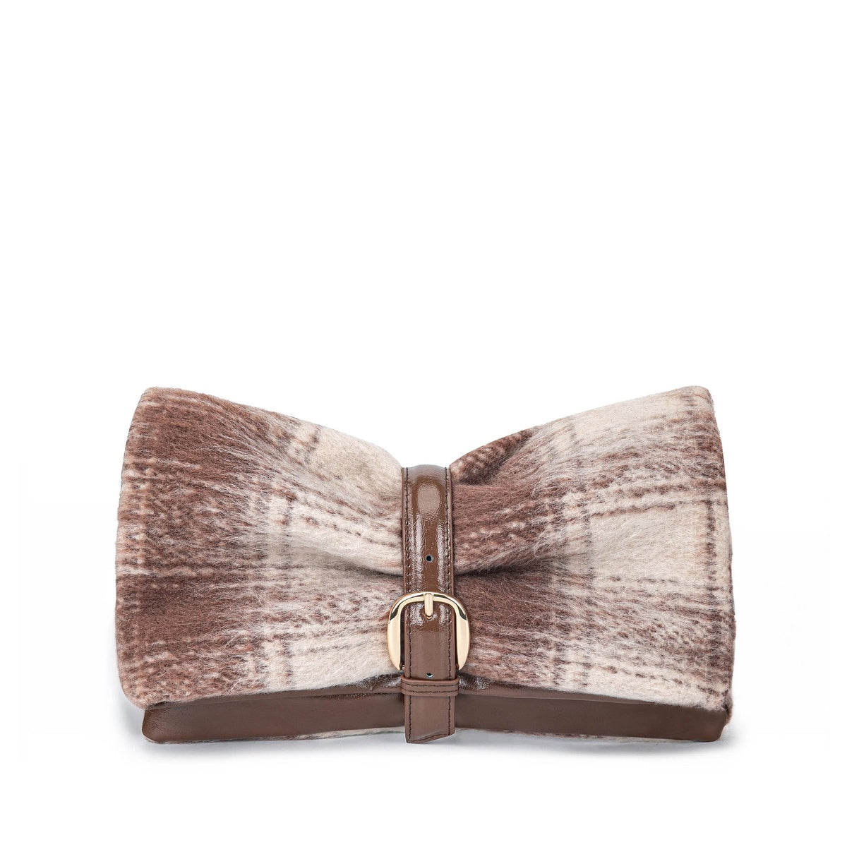  MKF Collection Koumei Faux Fur Clutch - Chestnut Check - Bonton