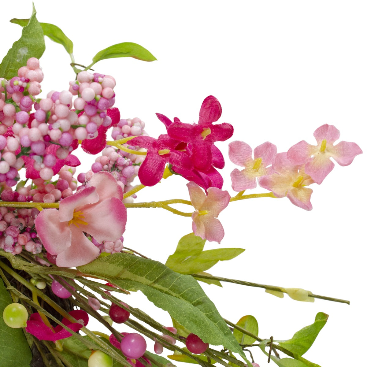  Northlight Geranium and Berry Artificial Spring Floral Wreath  Pink - 18-Inch - Default Title - Bonton