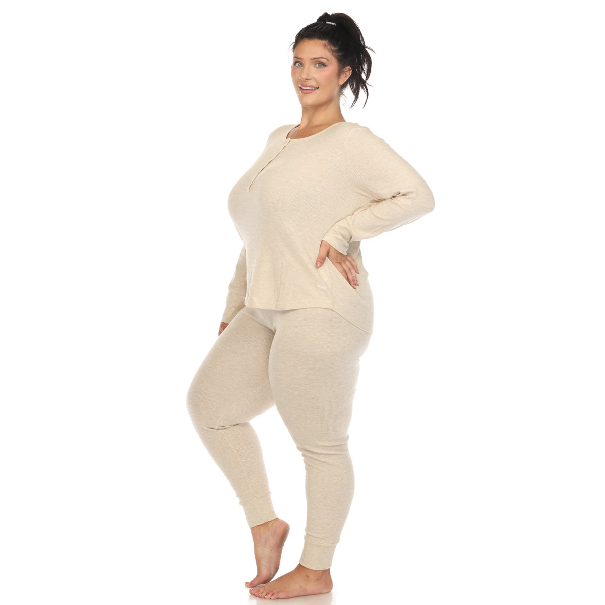  White Mark Plus Size Waffle Pajama Set - 3X - Bonton