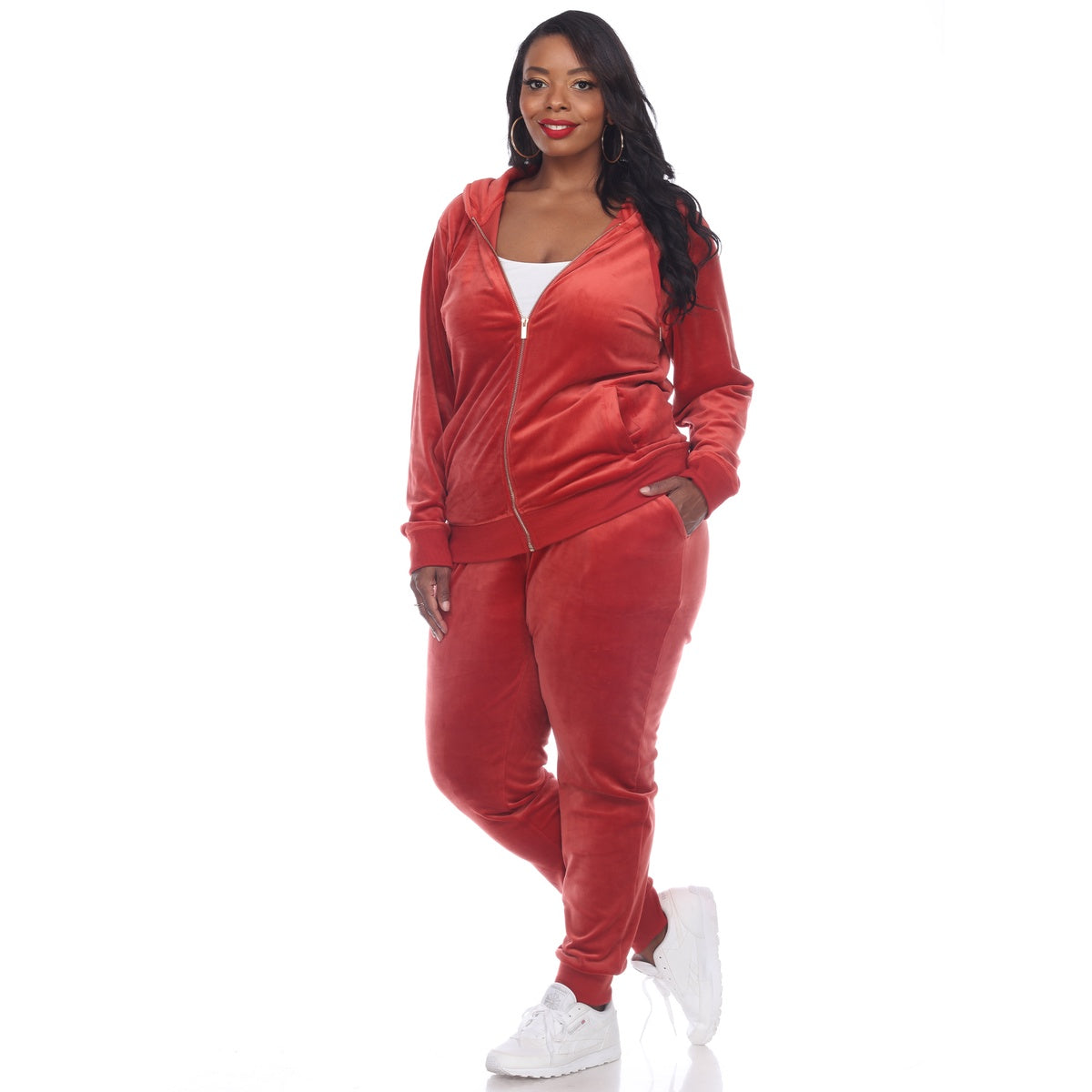  White Mark Plus Size 2 Piece Velour Tracksuit Set - 3X - Bonton