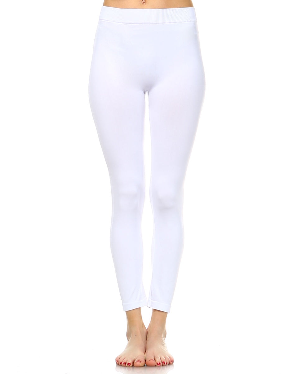  White Mark Solid Leggings - one size - Bonton