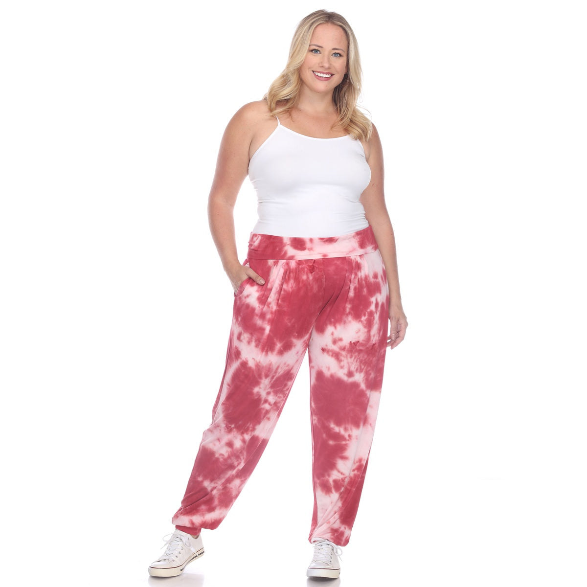  White Mark Plus Size Tie Dye Harem Pants - 1x - Bonton