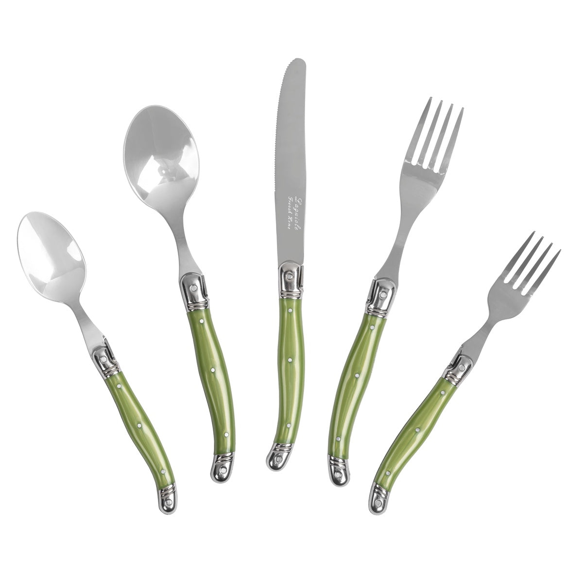  French Home 20-Piece Stainless-Steel Laguiole Flatware Set, Service for 4, Spring Green - Default Title - Bonton