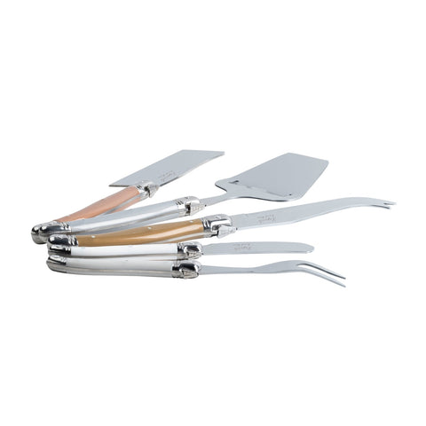 Laguiole 5 Piece Cheese Knife, Fork and Slicer Set, Mixed Metals