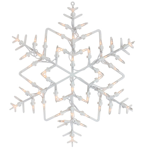16" White Lighted Snowflake Christmas Window Silhouette