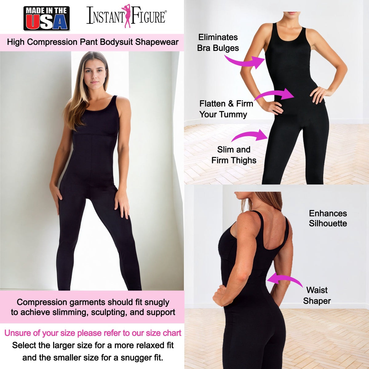  InstantFigure InstantFigure Pant Bodysuit Plus Size Shapewear WB40231C - Black - Bonton