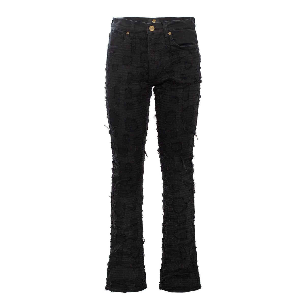  Barocco Patchwork Distressed Heritage Fit Denim Jeans -Century Penthouse BLACK - BLACK - Bonton