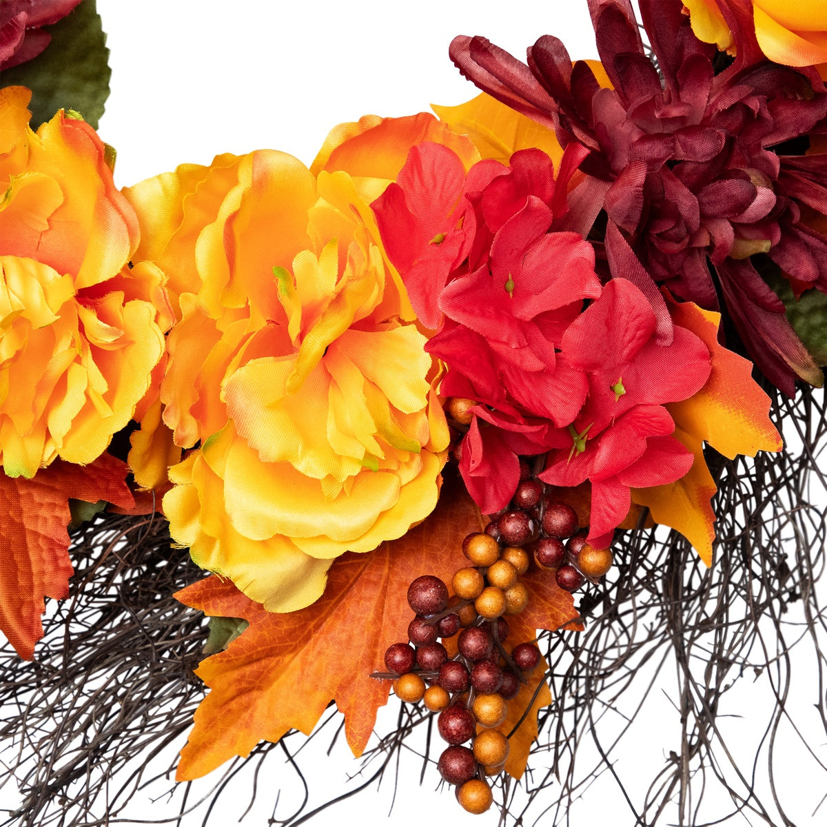  Northlight Peony and Mum Artificial Fall Harvest Wreath  24-Inch - Default Title - Bonton