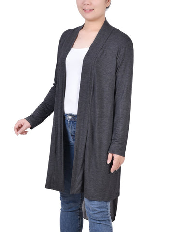 Long Sleeve Knit Cardigan With Chiffon Back