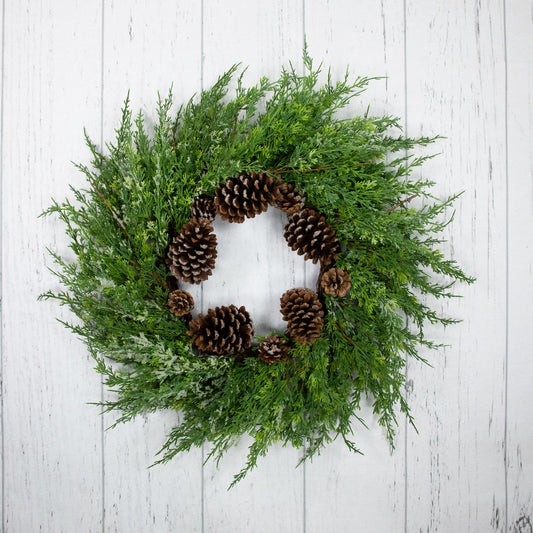 Real Touch™? Frosted Cedar and Pinecone Artificial Christmas Wreath - 26" - Unlit