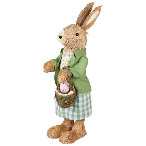 20.25" Easter Bunny Rabbit Spring Figure With Egg Basket