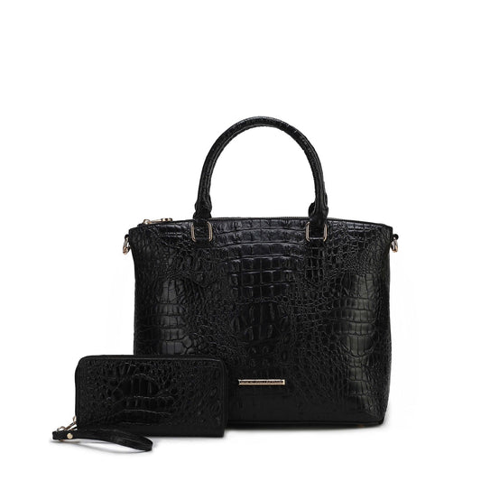 Liora Croc Embossed Tote Bag and Set