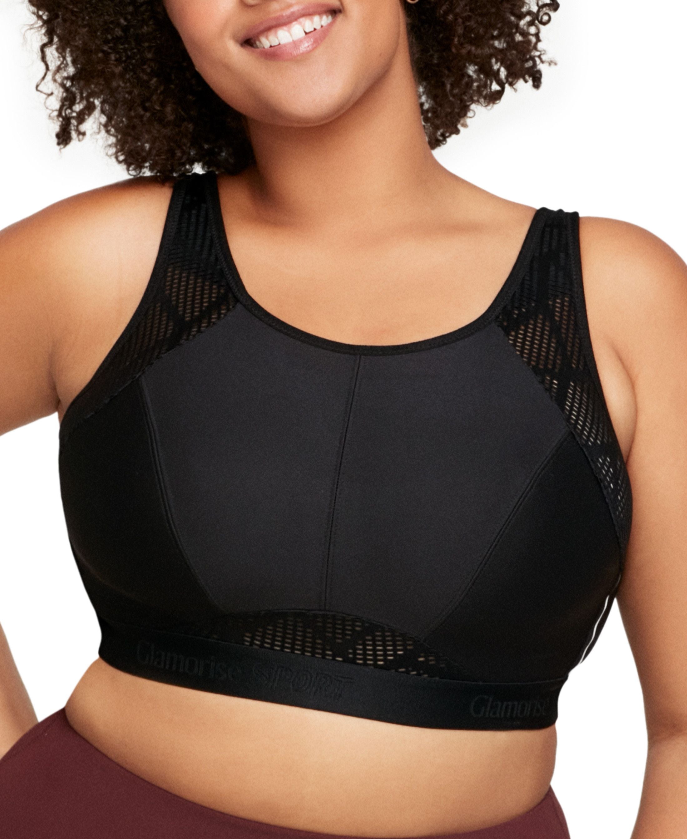  Glamorise No-Sweat Mesh Sports Bra - Black - Bonton