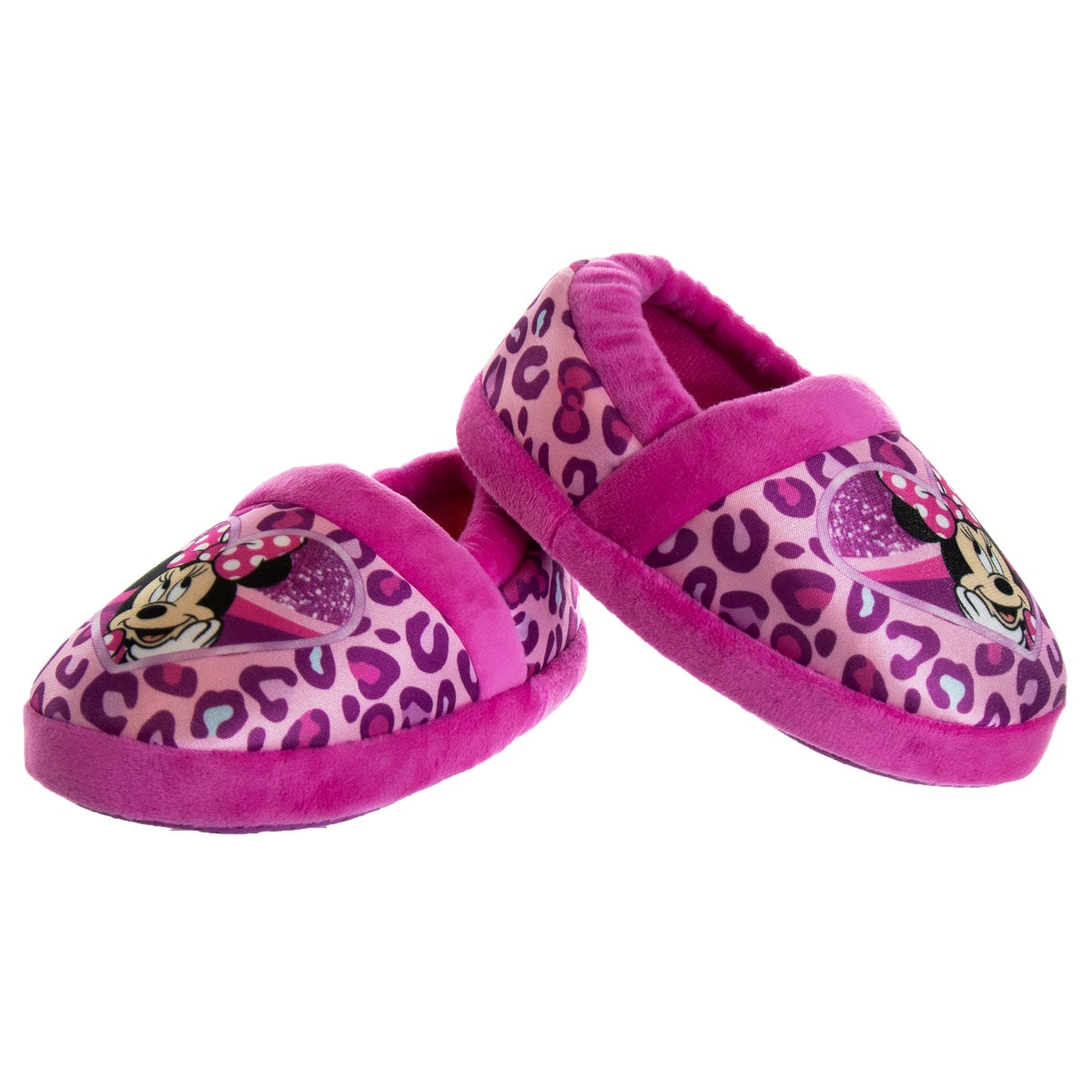  Josmo Disney Minnie Mouse Girls Dual Sizes Nylex Fabric Slippers - Hot Pink/Purple, Size: 9-10 - 6-May - Bonton