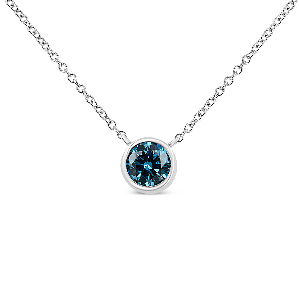  Haus of Brilliance 14K White Gold 1/2 Cttw Blue Lab Grown Diamond Modern Bezel-Set Solitaire 16