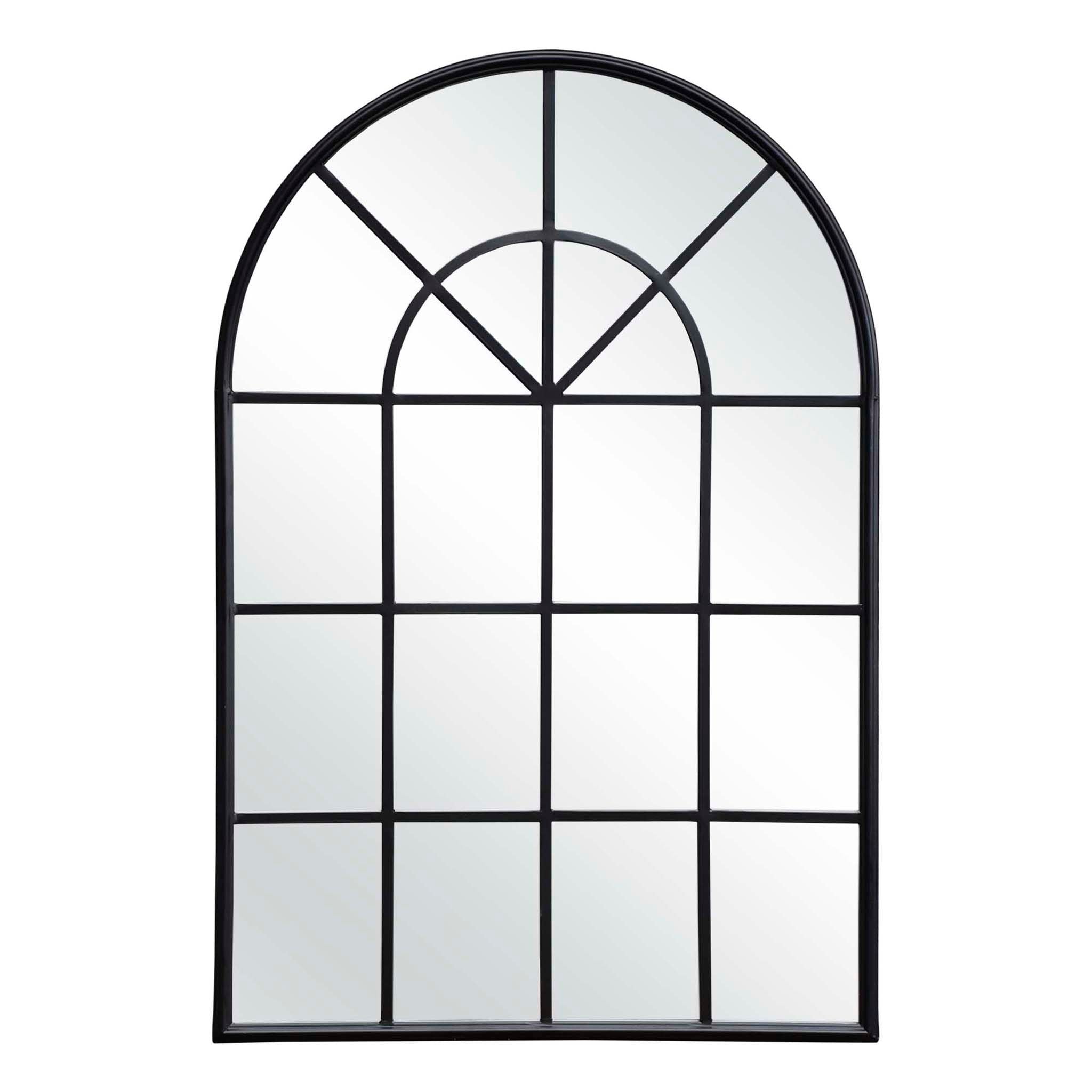  Paris Loft 20 Panel Arched Metal Framed Wall Mirror - Black - Bonton