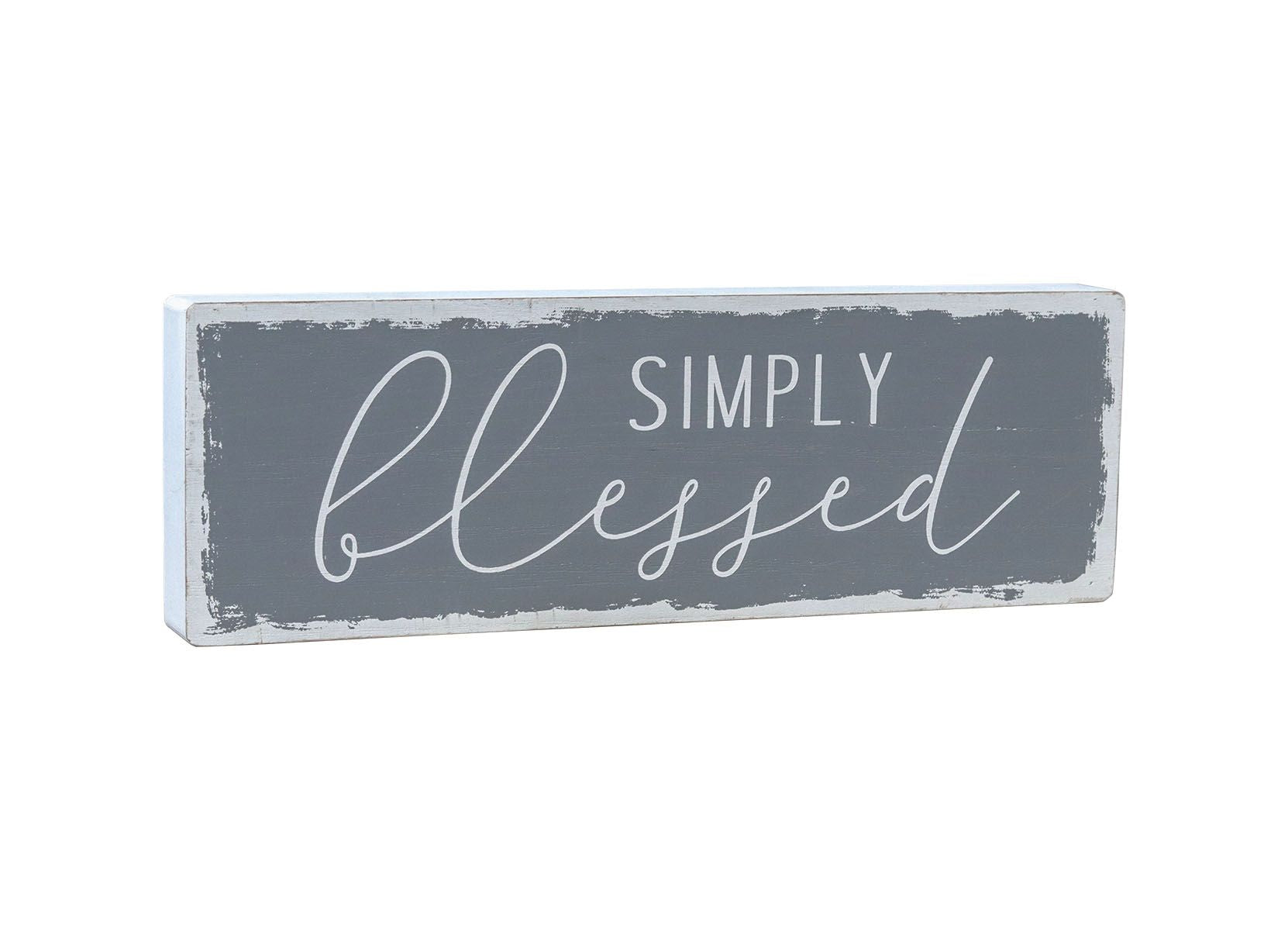  Paris Loft Farmhouse Style Simply Blessed Wooden Sign - Gray/White - Bonton