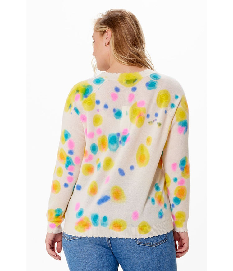 Cashmere Tie Dye Vneck Sweater Multi