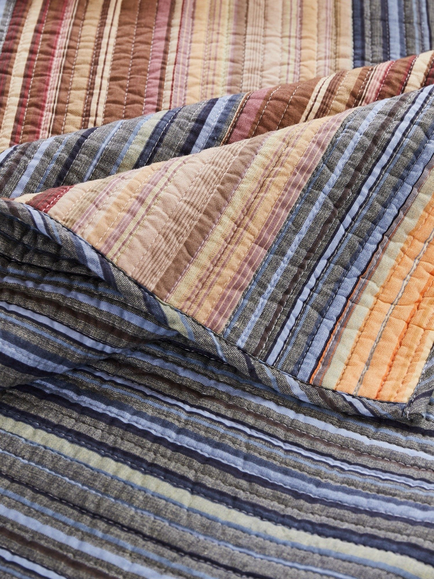  Greenland Home Fashions Katy Stripes Reversible Quilt Set - Multi - Bonton