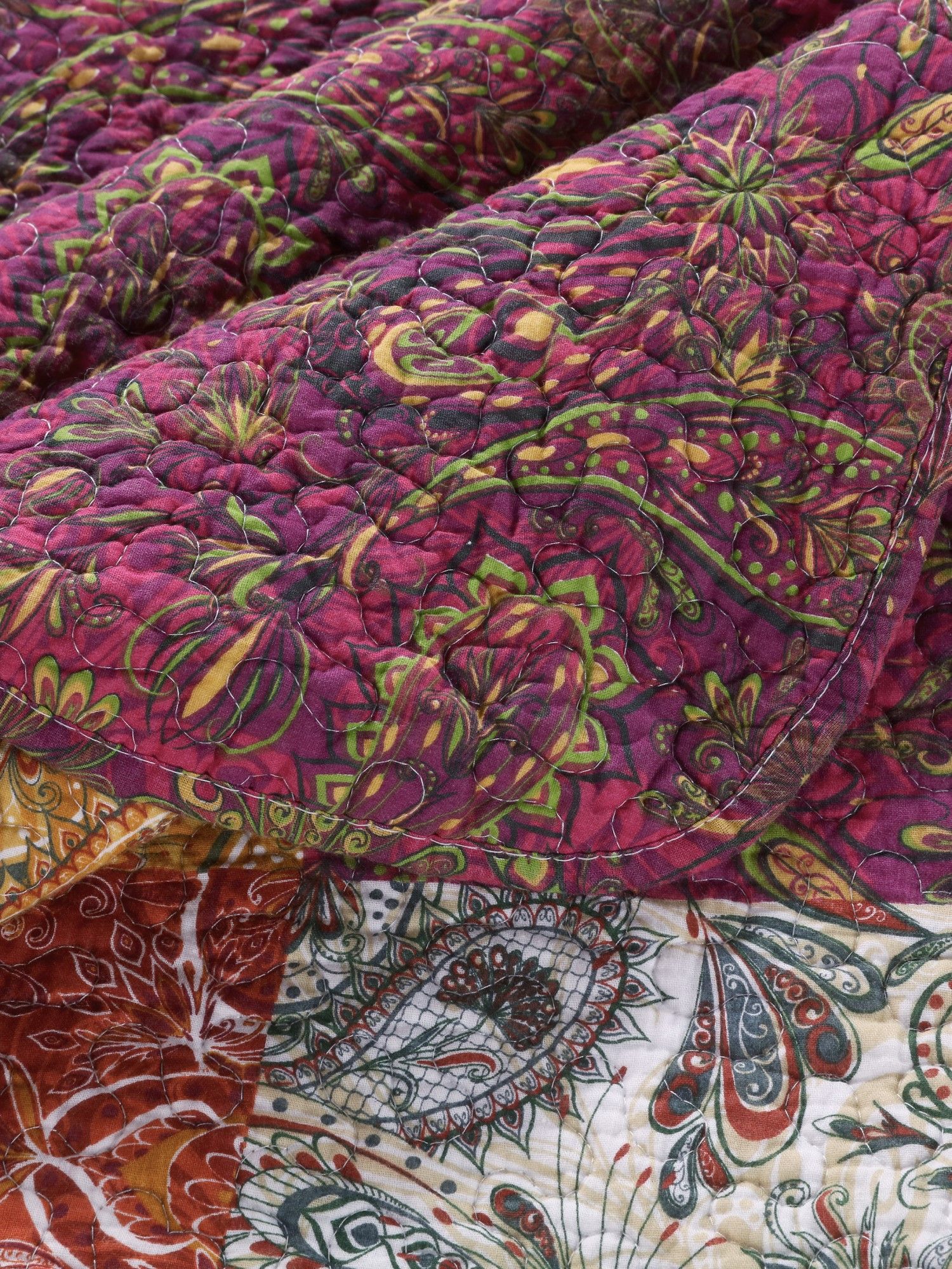  Greenland Home Fashions Paisley Slumber Oversized Reversible Quilt Set - Spice - Bonton