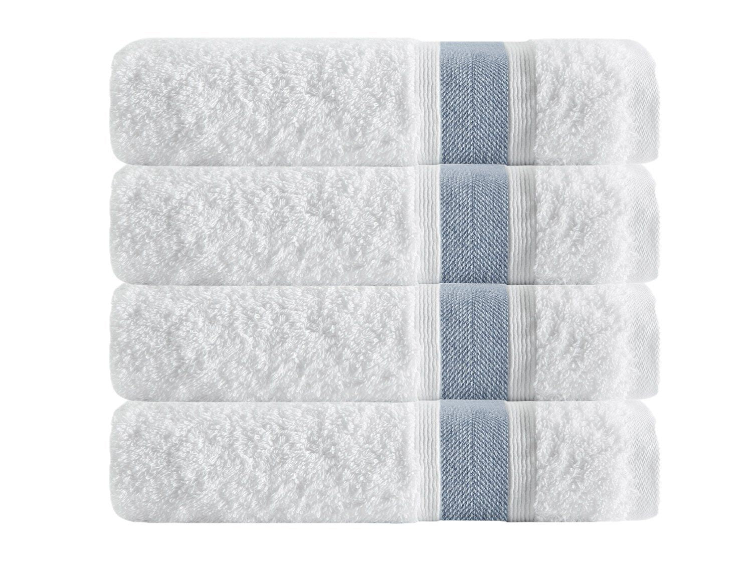  dePERA Home Unique Turkish Cotton 4 Piece Bath Towel Set - Blue - Bonton