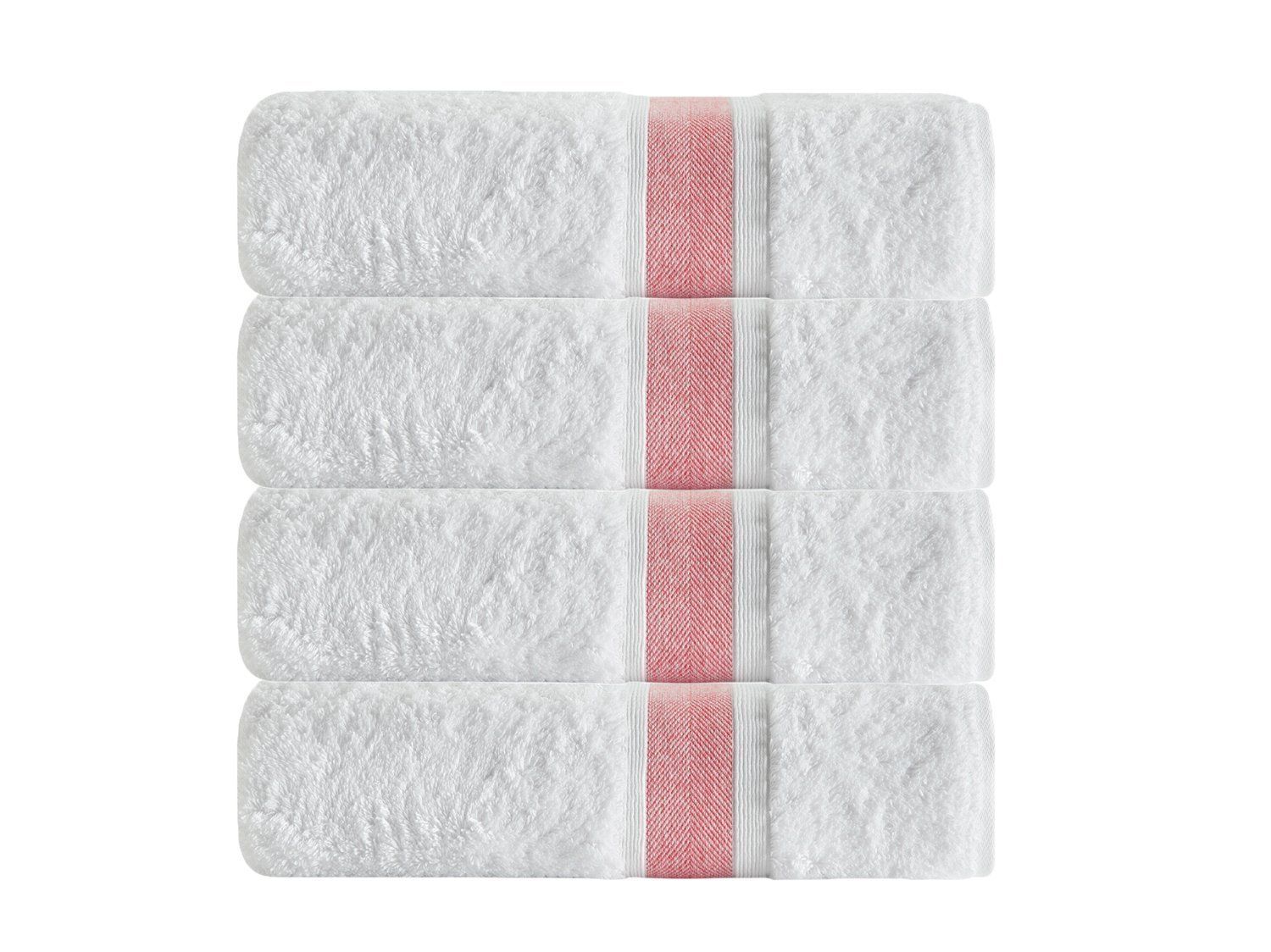  dePERA Home Unique Turkish Cotton 4 Piece Bath Towel Set - Salmon - Bonton