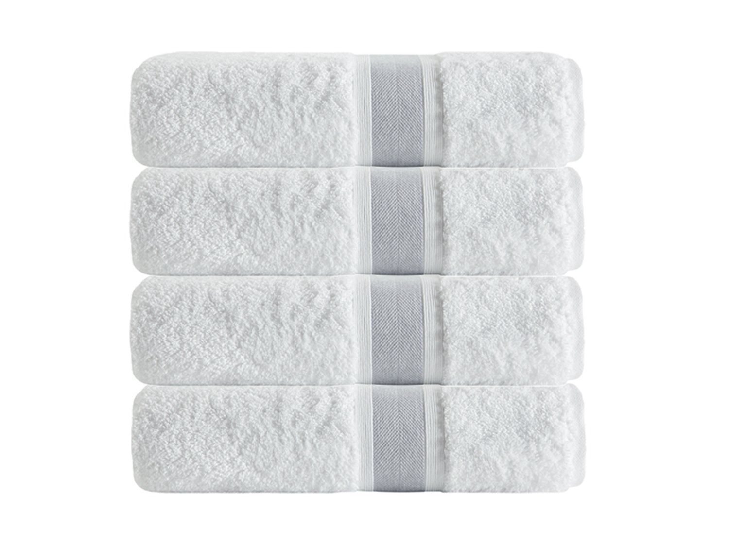  dePERA Home Unique Turkish Cotton 4 Piece Bath Towel Set - Silver - Bonton