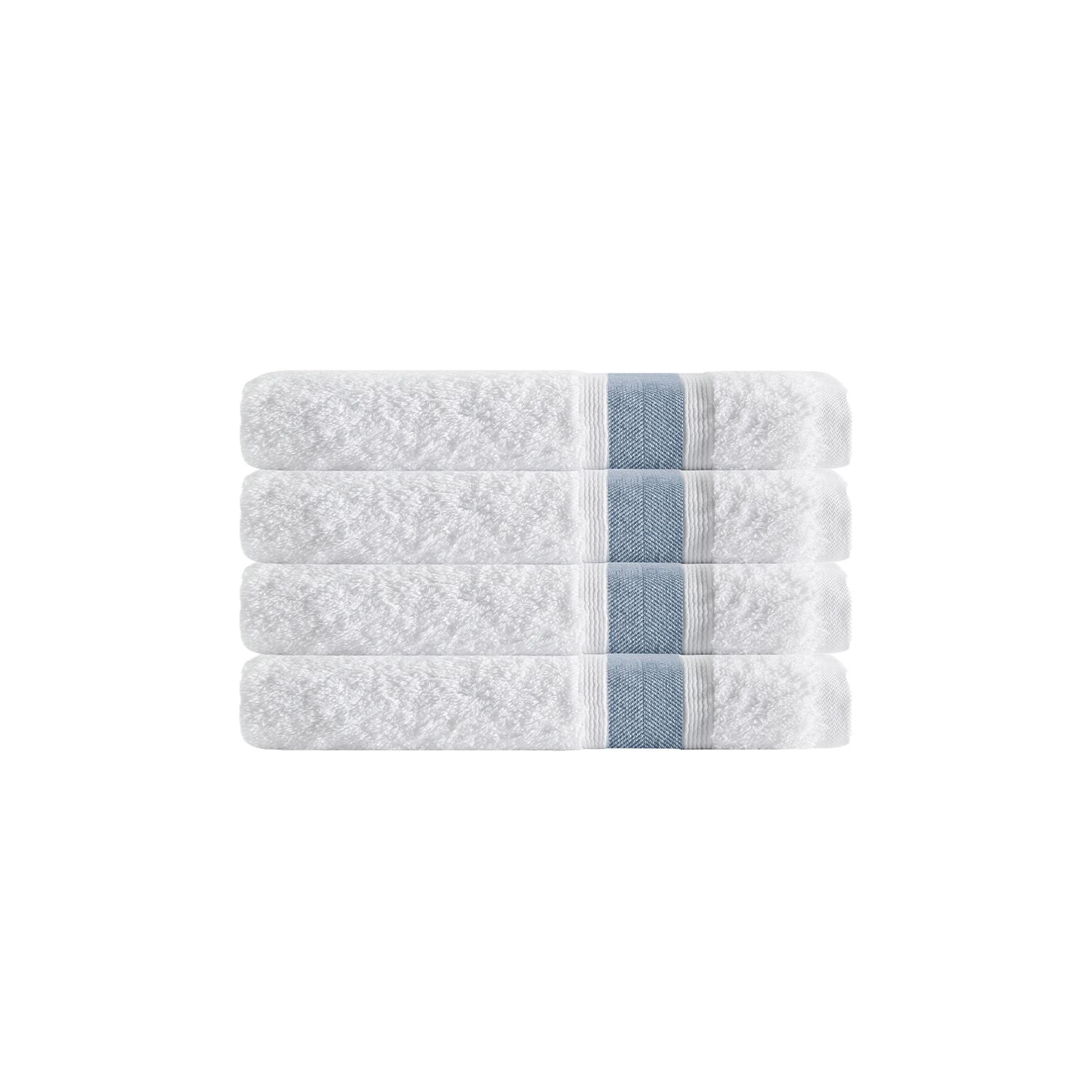  dePERA Home Unique Turkish Cotton 4 Piece Hand Towel Set - Blue - Bonton