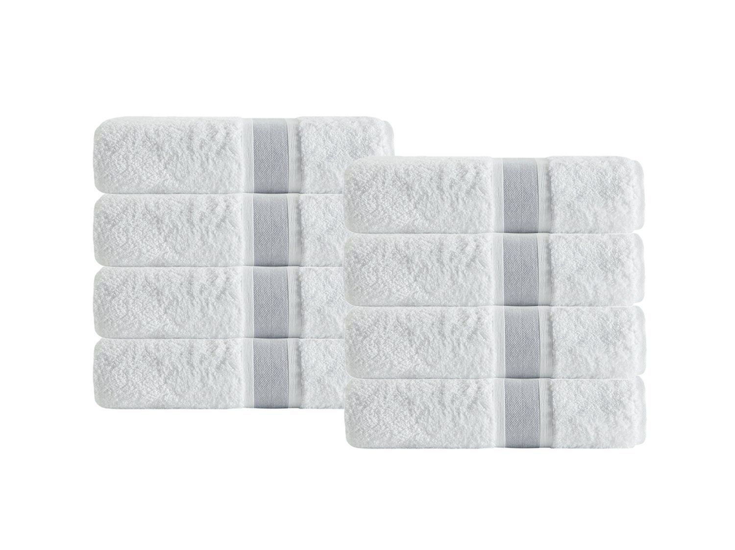  dePERA Home Unique Turkish Cotton 8 Piece Hand Towel Set - Silver - Bonton