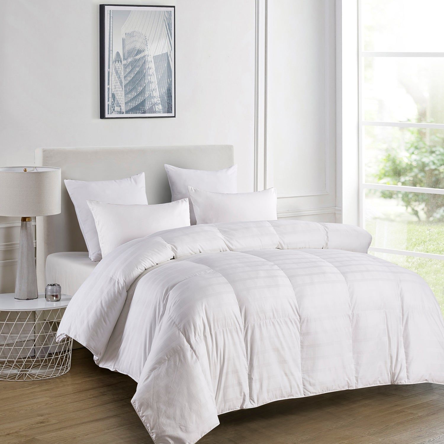  Blue Ridge Home Fashions Extra Warm Cotton Windowpane Comforter - White - Bonton