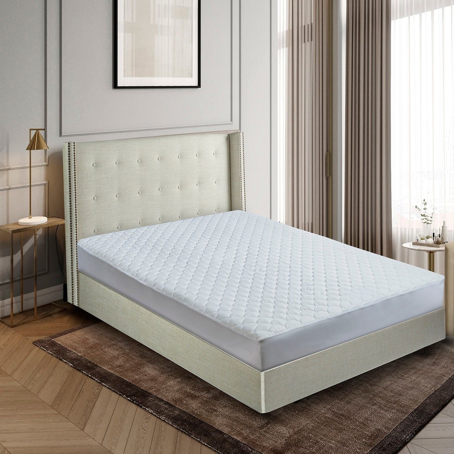  Blue Ridge Home Fashions Damask Dot Polyester Filled Mattress Pad - White - Bonton