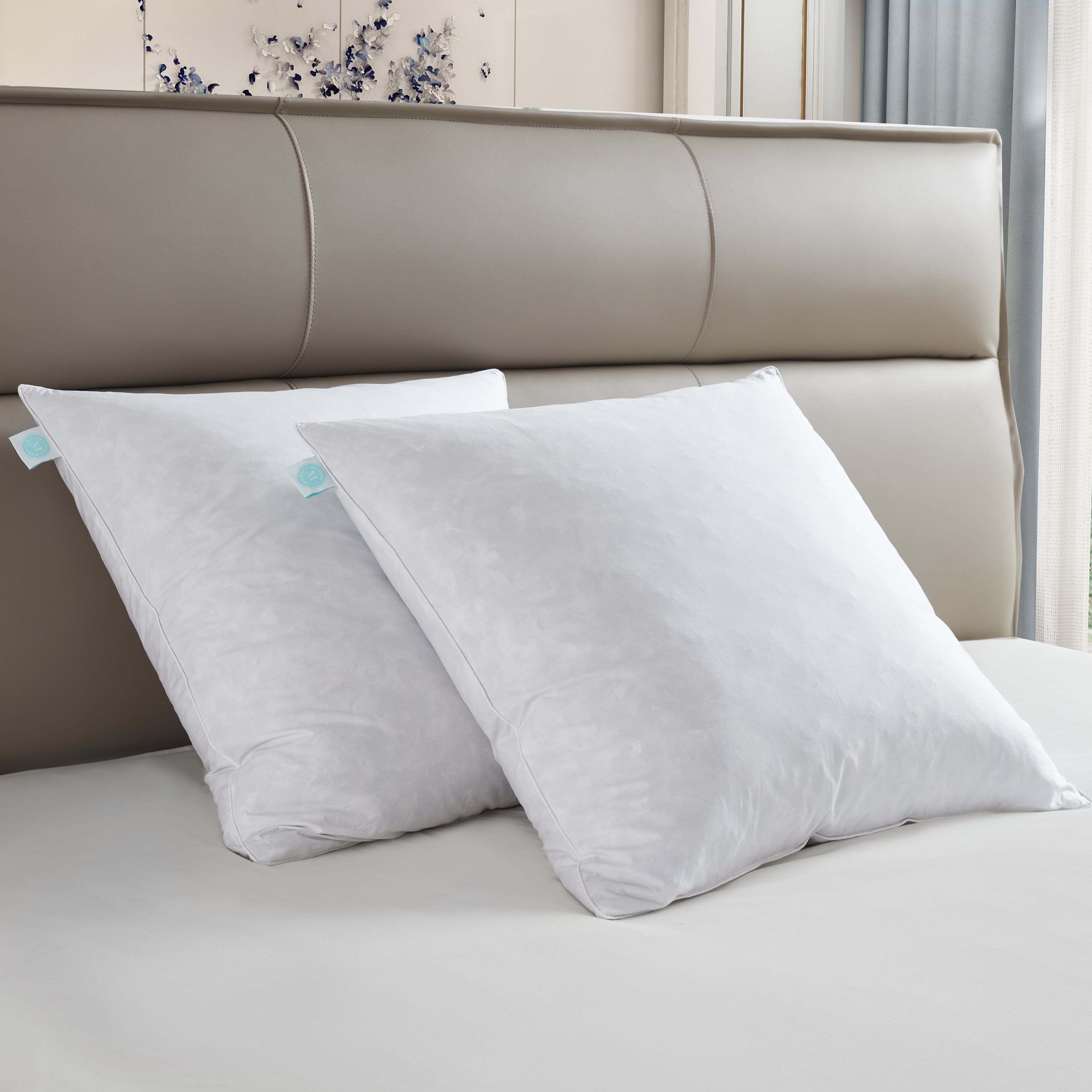  Martha Stewart Cotton Mid-Firm Decorative Feather Pillow 2 Pack - White - Bonton