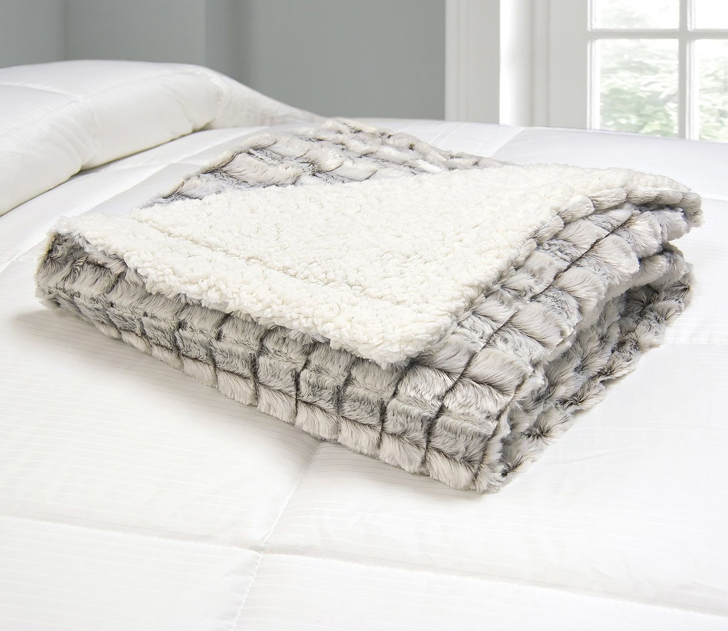  Blue Ridge Home Fashions Micromink/Sherpa Reversible Throw - Brown - Bonton